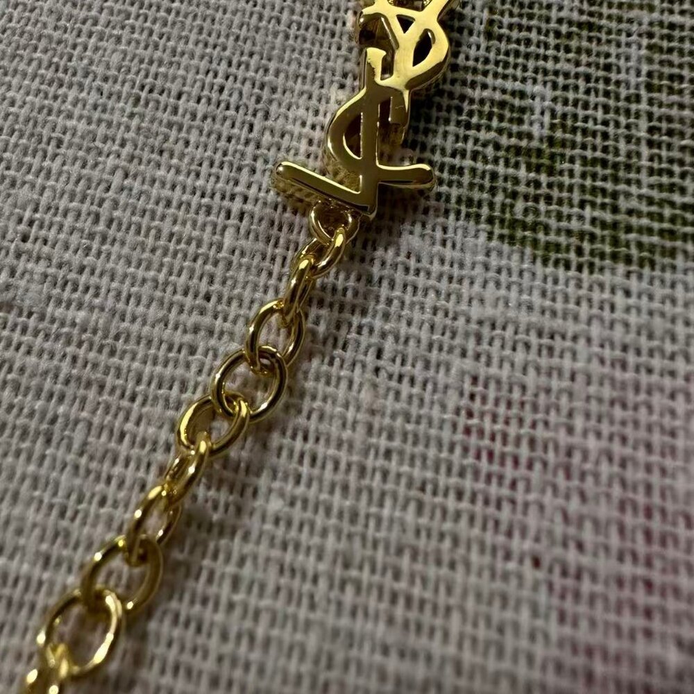 Saint Laurent Gold Logo Chain Necklace - Picture 5 of 6